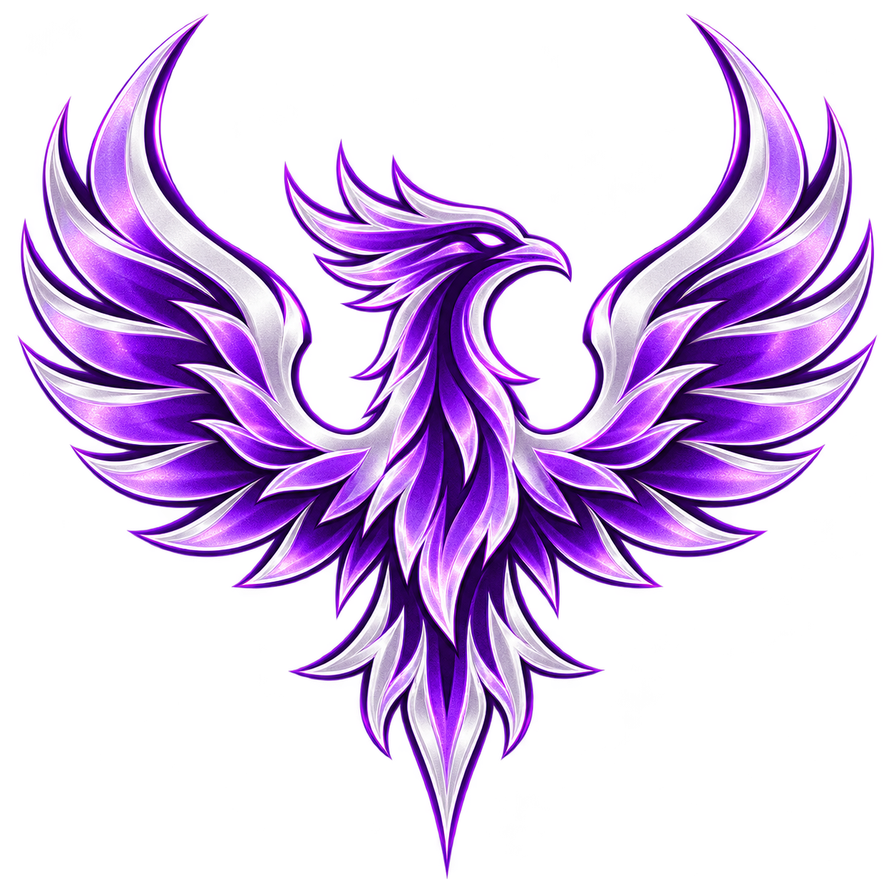 Purple and silver phoenix logo